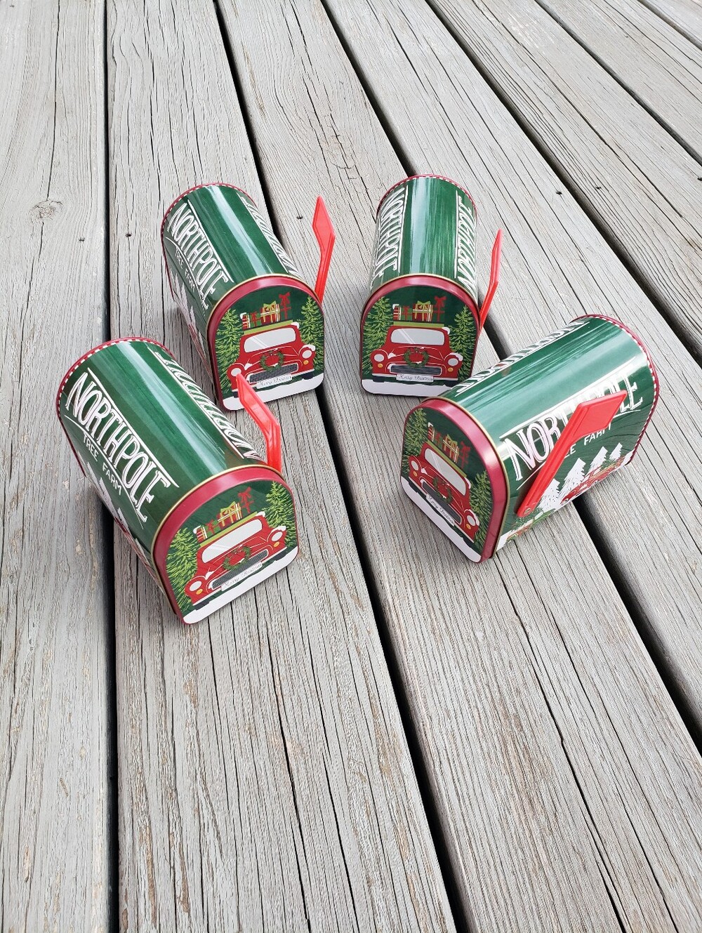 Christmas Decorative Mini Tin Mailbox Set Of 4